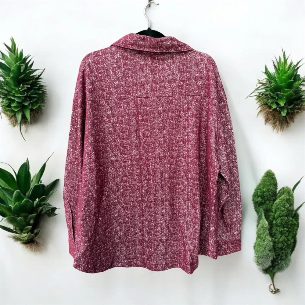 ZENANA Melange Knit Long Sleeve Shacket With Pockets Size 1X
